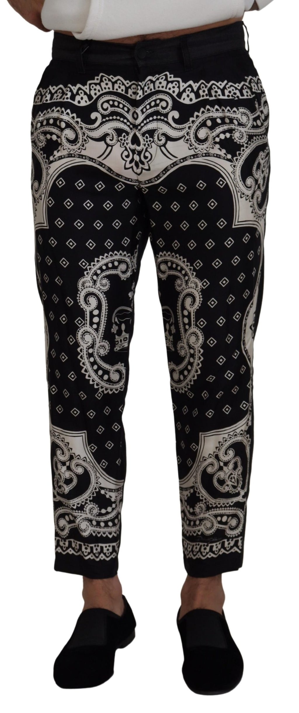 Dolce & Gabbana Black Silk Bandana Print Pants - Zeiniez