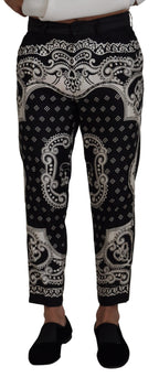 Dolce & Gabbana Black Silk Bandana Print Pants - Zeiniez