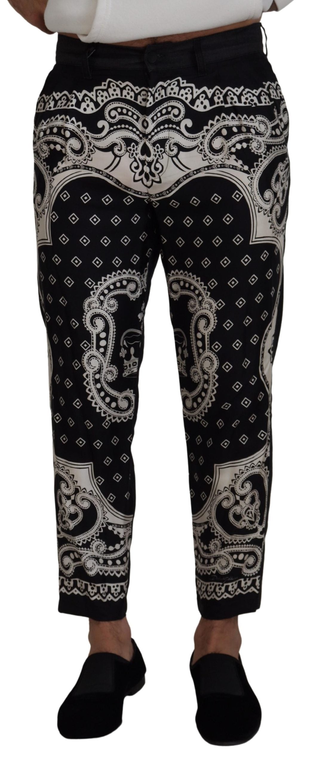 Dolce & Gabbana Black Silk Bandana Print Pants - Zeiniez