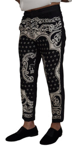 Dolce & Gabbana Black Silk Bandana Print Pants - Zeiniez