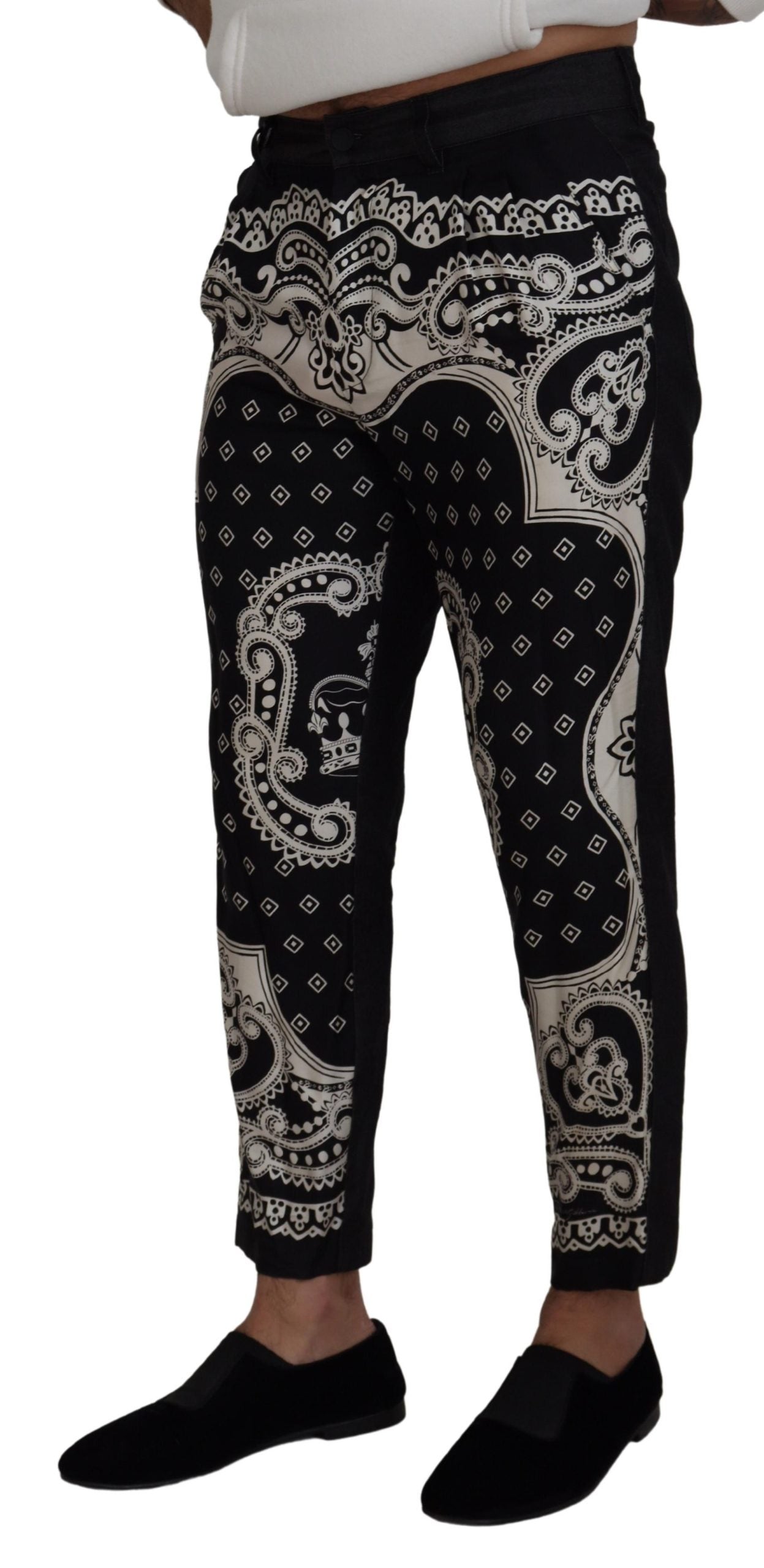Dolce & Gabbana Black Silk Bandana Print Pants - Zeiniez