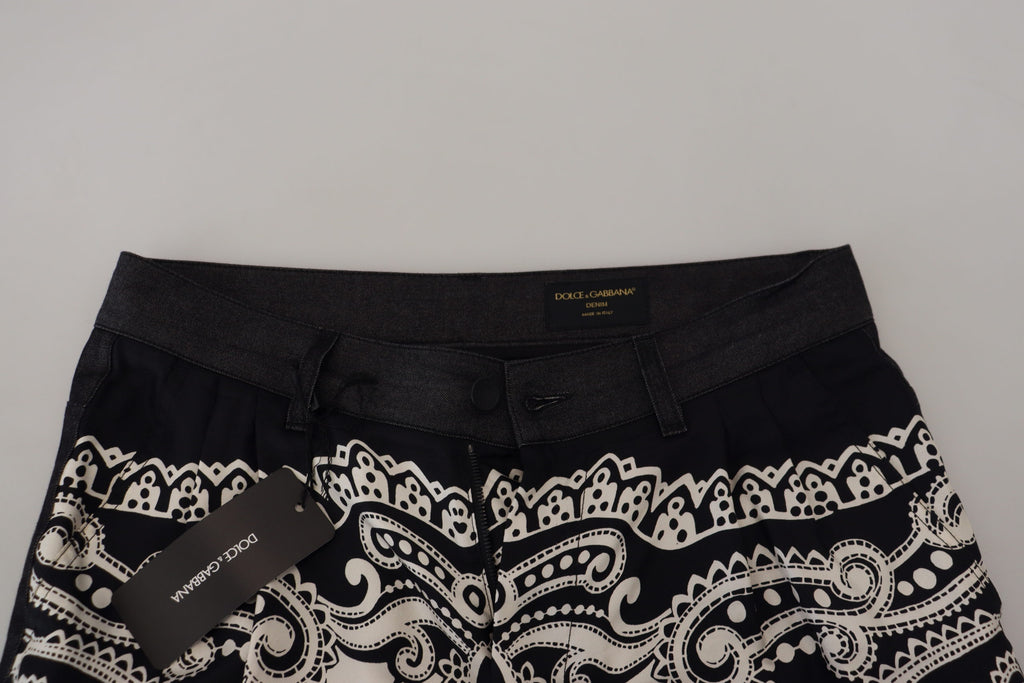 Dolce & Gabbana Black Silk Bandana Print Pants - Zeiniez