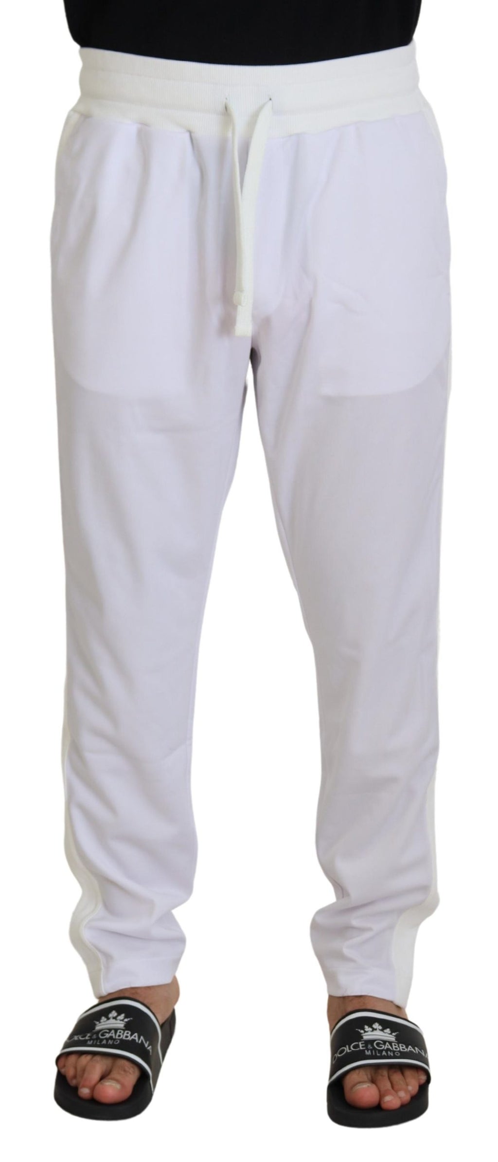 Dolce & Gabbana White Polyester Crown Logo Jogger Pants - Zeiniez