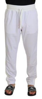 Dolce & Gabbana White Polyester Crown Logo Jogger Pants - Zeiniez