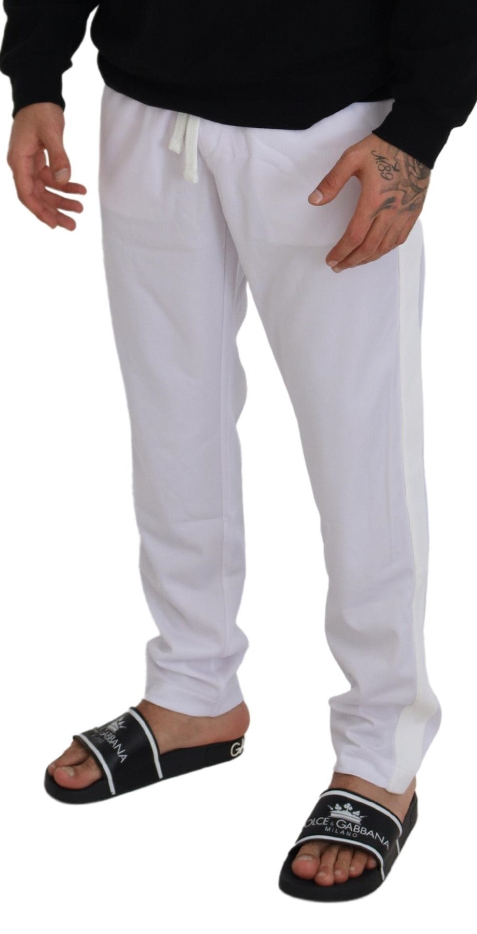 Dolce & Gabbana White Polyester Crown Logo Jogger Pants - Zeiniez