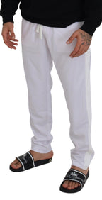 Dolce & Gabbana White Polyester Crown Logo Jogger Pants - Zeiniez