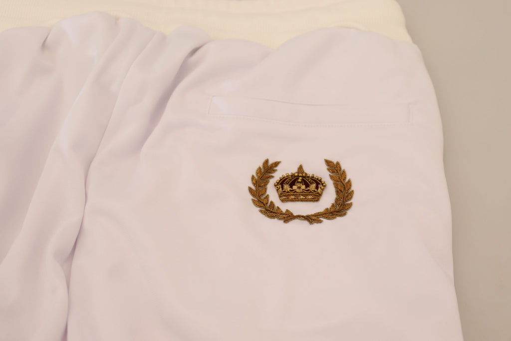 Dolce & Gabbana White Polyester Crown Logo Jogger Pants - Zeiniez