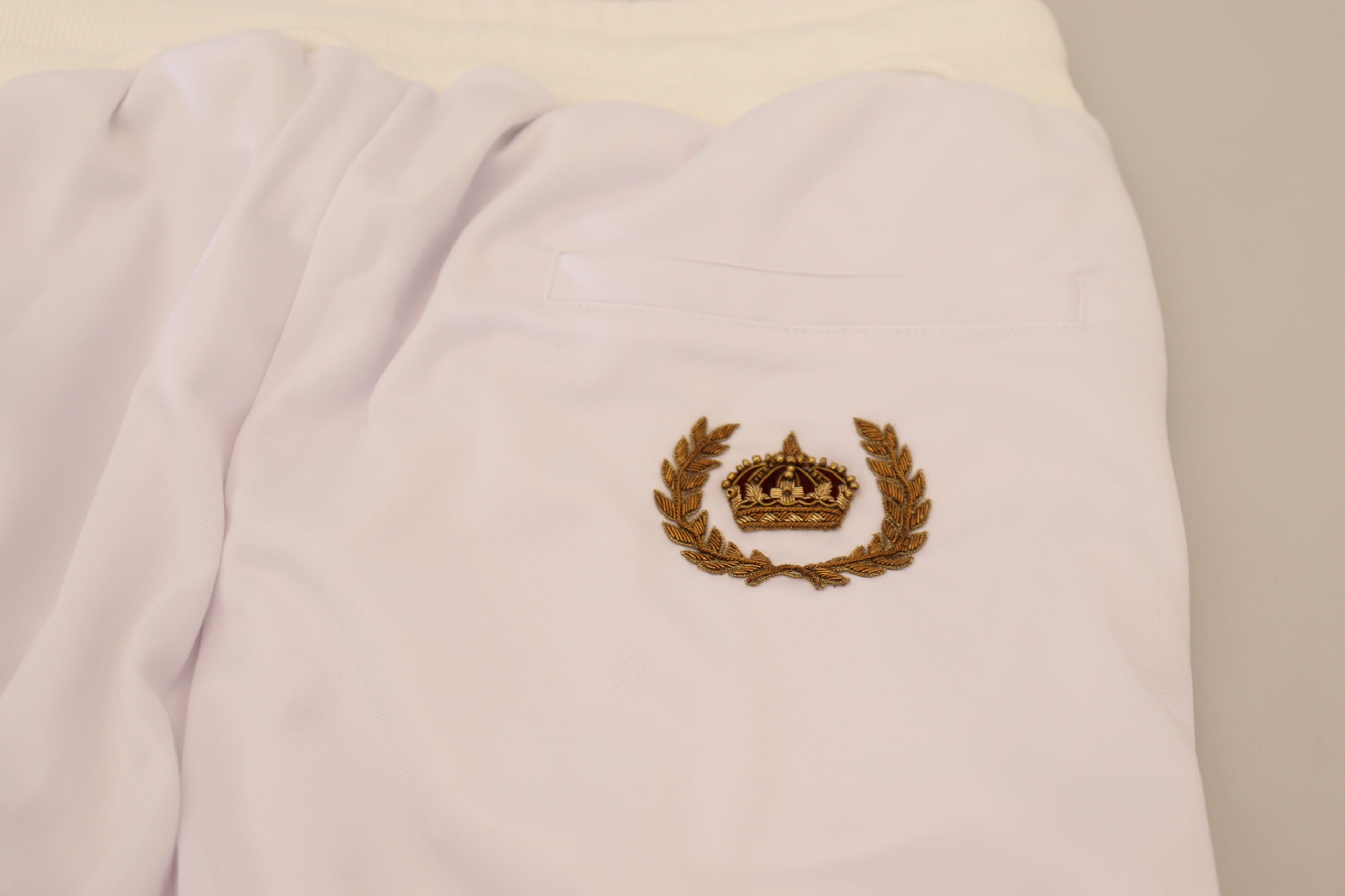Dolce & Gabbana White Polyester Crown Logo Jogger Pants - Zeiniez