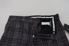Dolce & Gabbana Gray Checkered Mid Waist Men Pants - Zeiniez