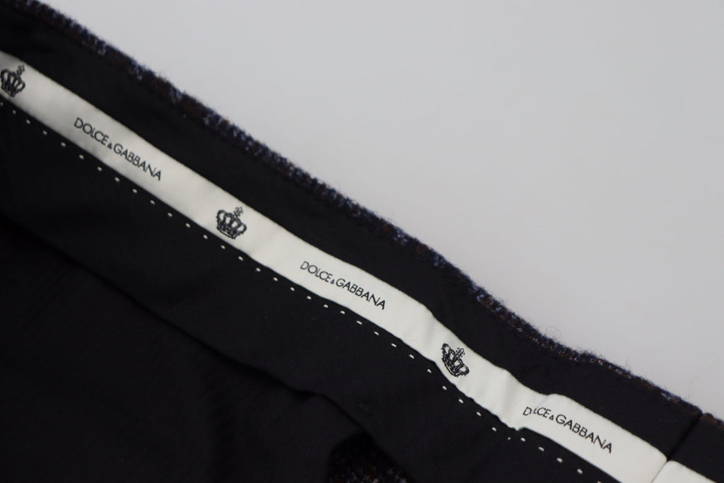 Dolce & Gabbana Gray Checkered Mid Waist Men Pants - Zeiniez