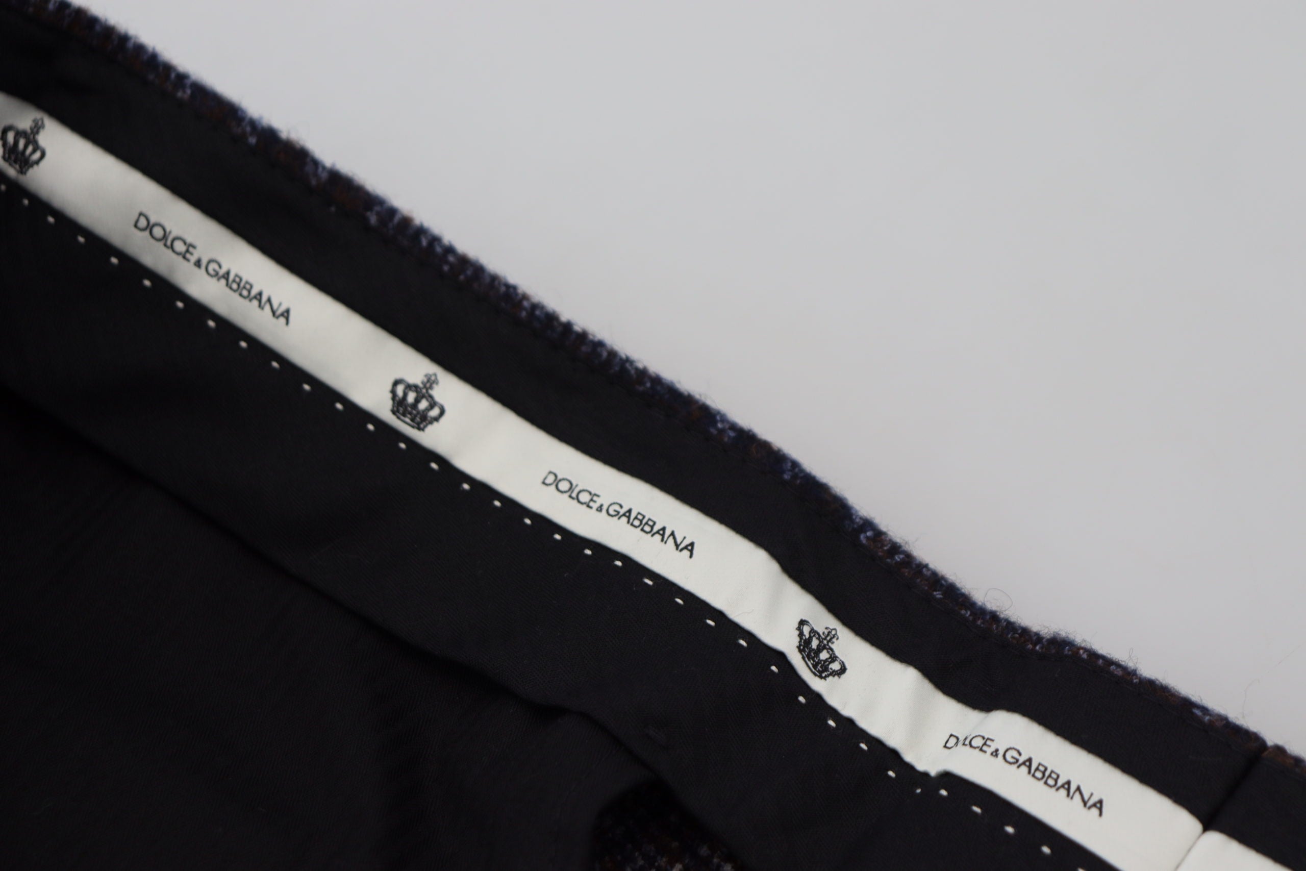 Dolce & Gabbana Gray Checkered Mid Waist Men Pants - Zeiniez