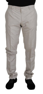 Dolce & Gabbana Off White Silk Mid Waist Chino Pants - Zeiniez