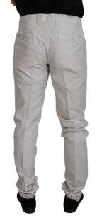 Dolce & Gabbana Off White Silk Mid Waist Chino Pants - Zeiniez
