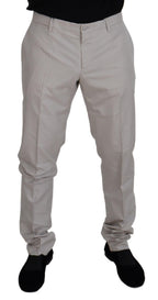 Dolce & Gabbana Off White Silk Mid Waist Chino Pants - Zeiniez
