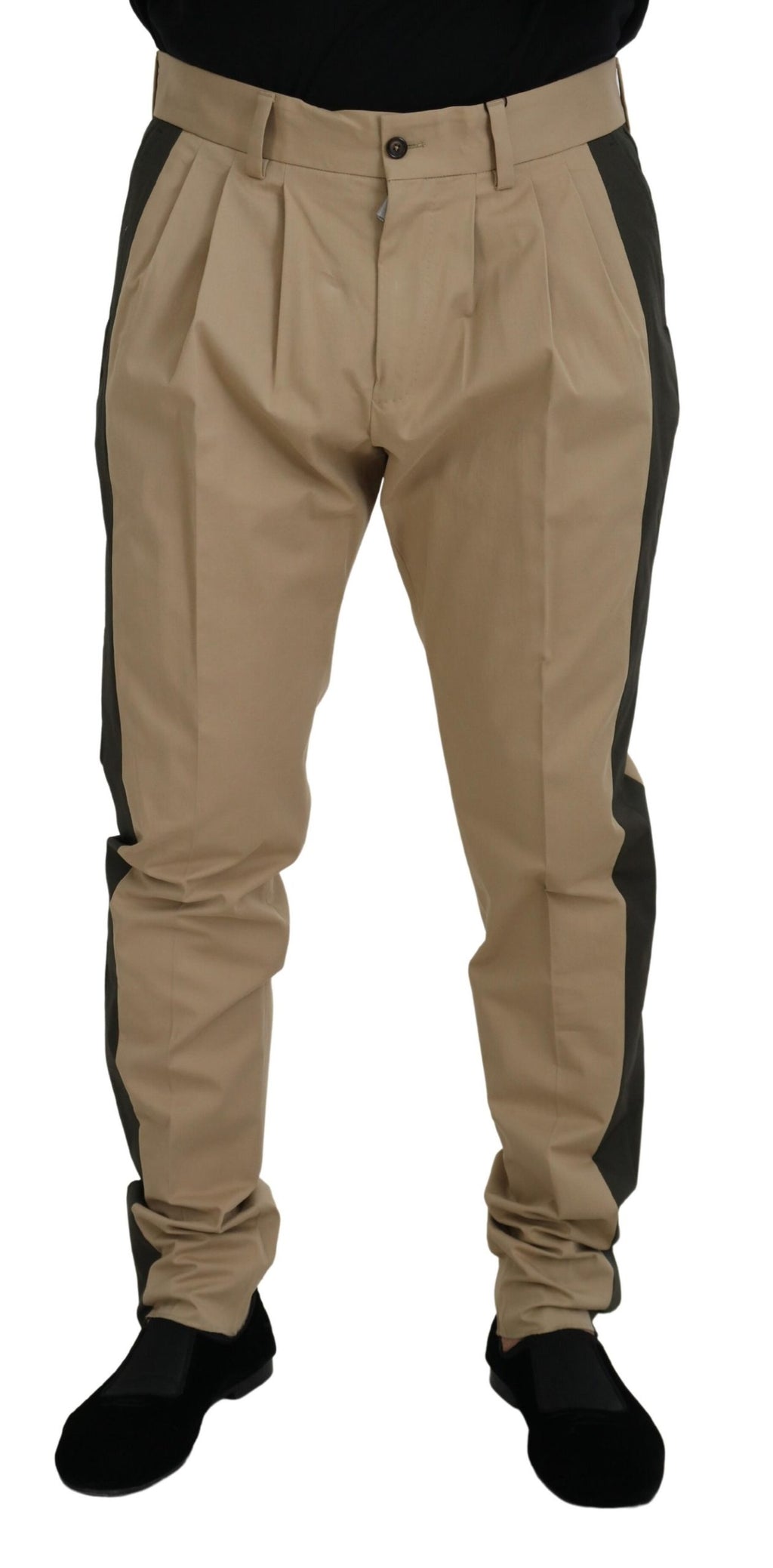 Dolce & Gabbana Brown Black Cotton Chino Men Pants - Zeiniez