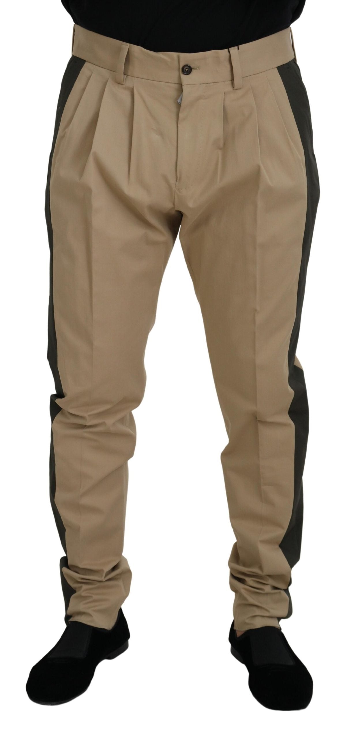 Dolce & Gabbana Brown Black Cotton Chino Men Pants - Zeiniez