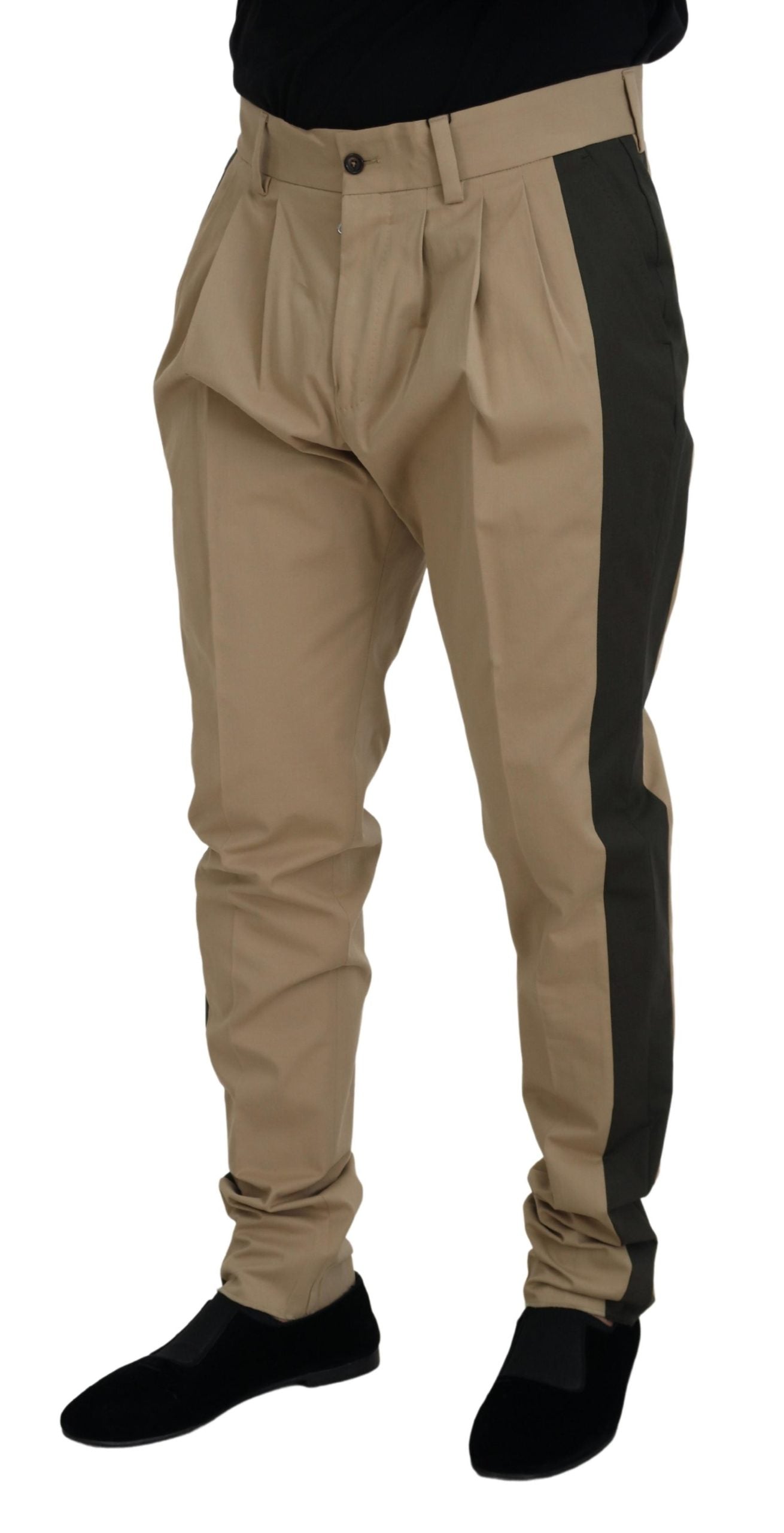 Dolce & Gabbana Brown Black Cotton Chino Men Pants - Zeiniez