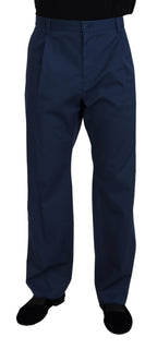 Dolce & Gabbana Blue Cotton Straight Fit Pants - Zeiniez