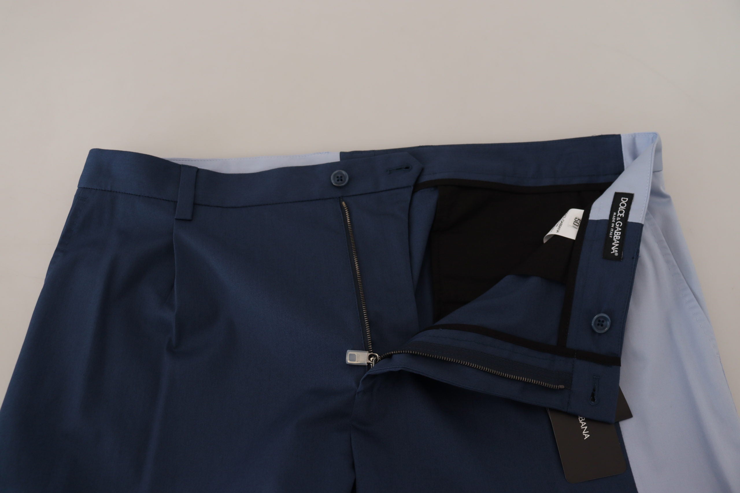 Dolce & Gabbana Blue Cotton Straight Fit Pants - Zeiniez