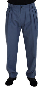 Dolce & Gabbana Blue Linen Chino Men Formal Pants - Zeiniez
