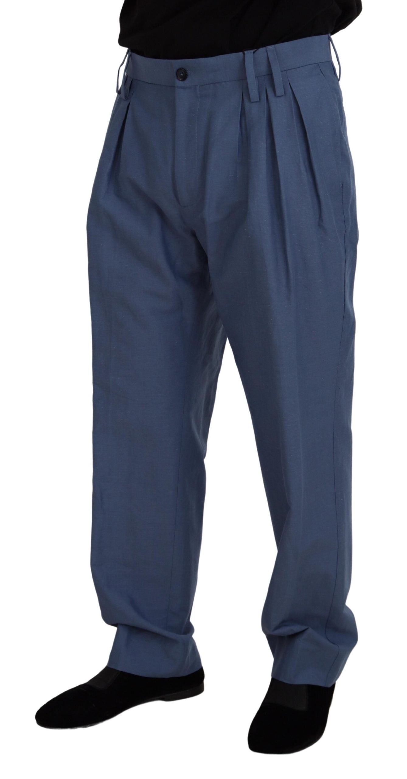 Dolce & Gabbana Blue Linen Chino Men Formal Pants - Zeiniez