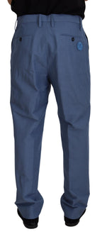 Dolce & Gabbana Blue Linen Chino Men Formal Pants - Zeiniez