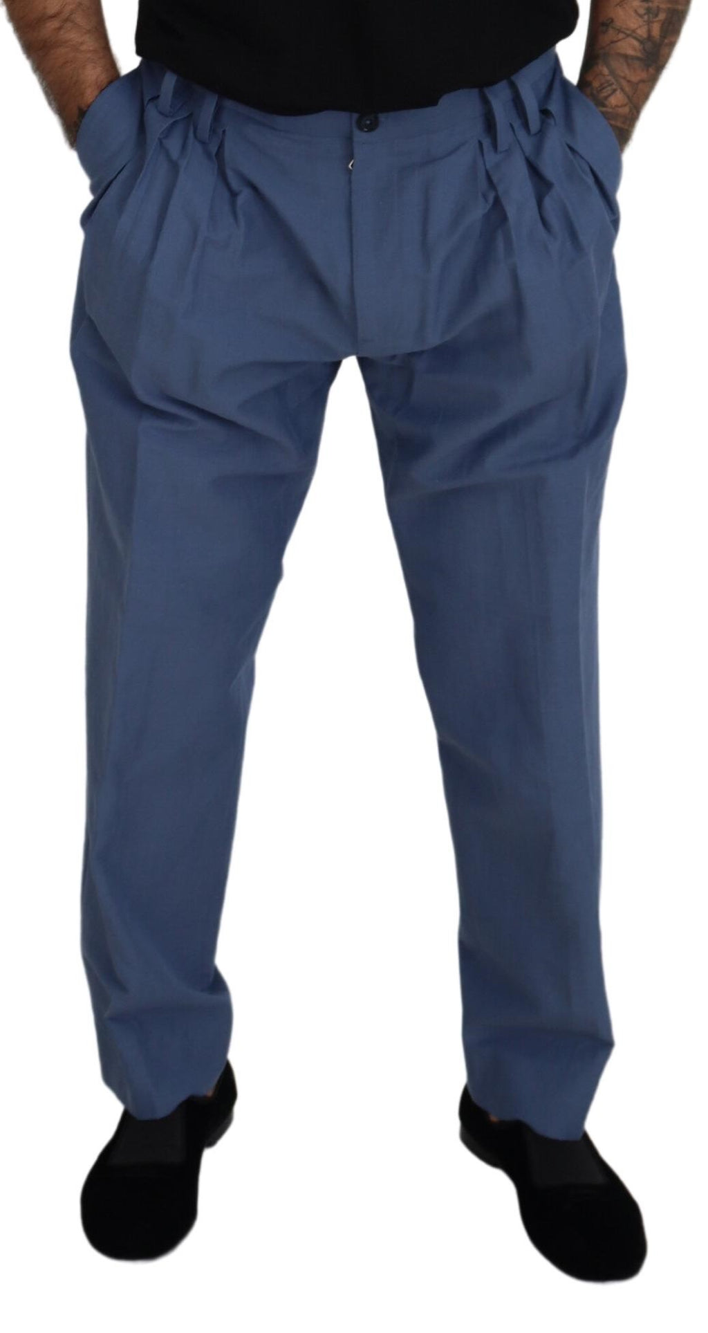 Dolce & Gabbana Blue Linen Chino Men Formal Pants - Zeiniez