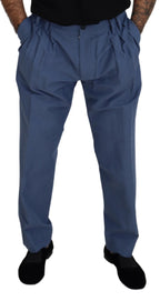 Dolce & Gabbana Blue Linen Chino Men Formal Pants - Zeiniez