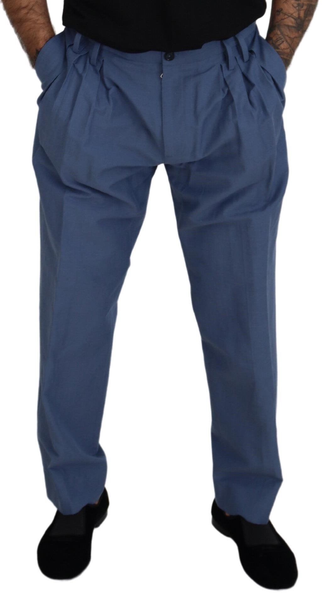 Dolce & Gabbana Blue Linen Chino Men Formal Pants - Zeiniez