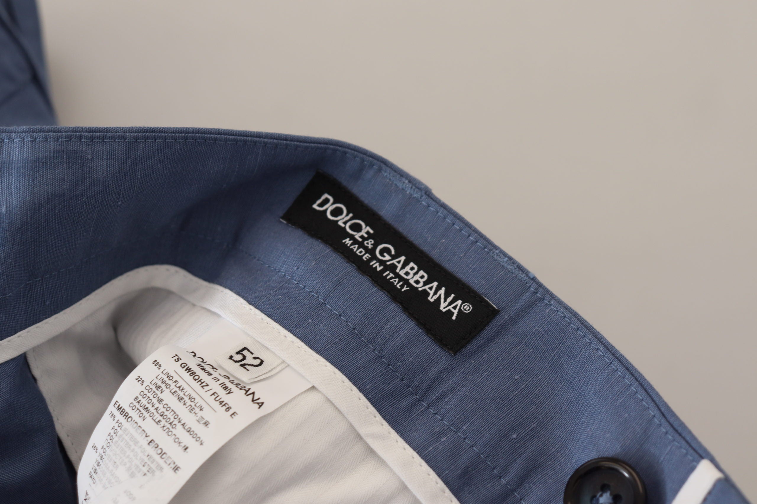 Dolce & Gabbana Blue Linen Chino Men Formal Pants - Zeiniez