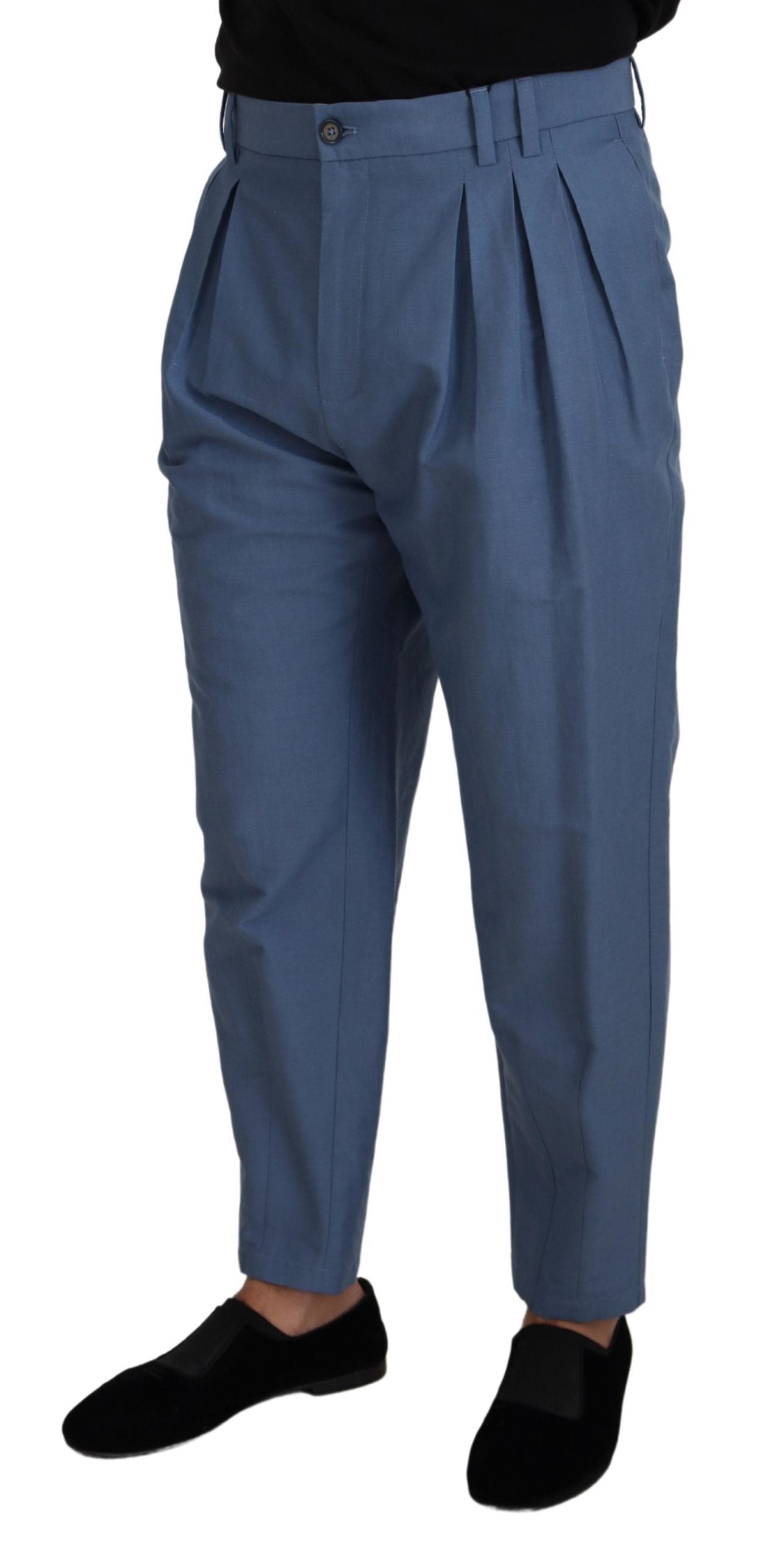 Dolce & Gabbana Blue Linen Chino Formal Pants - Zeiniez