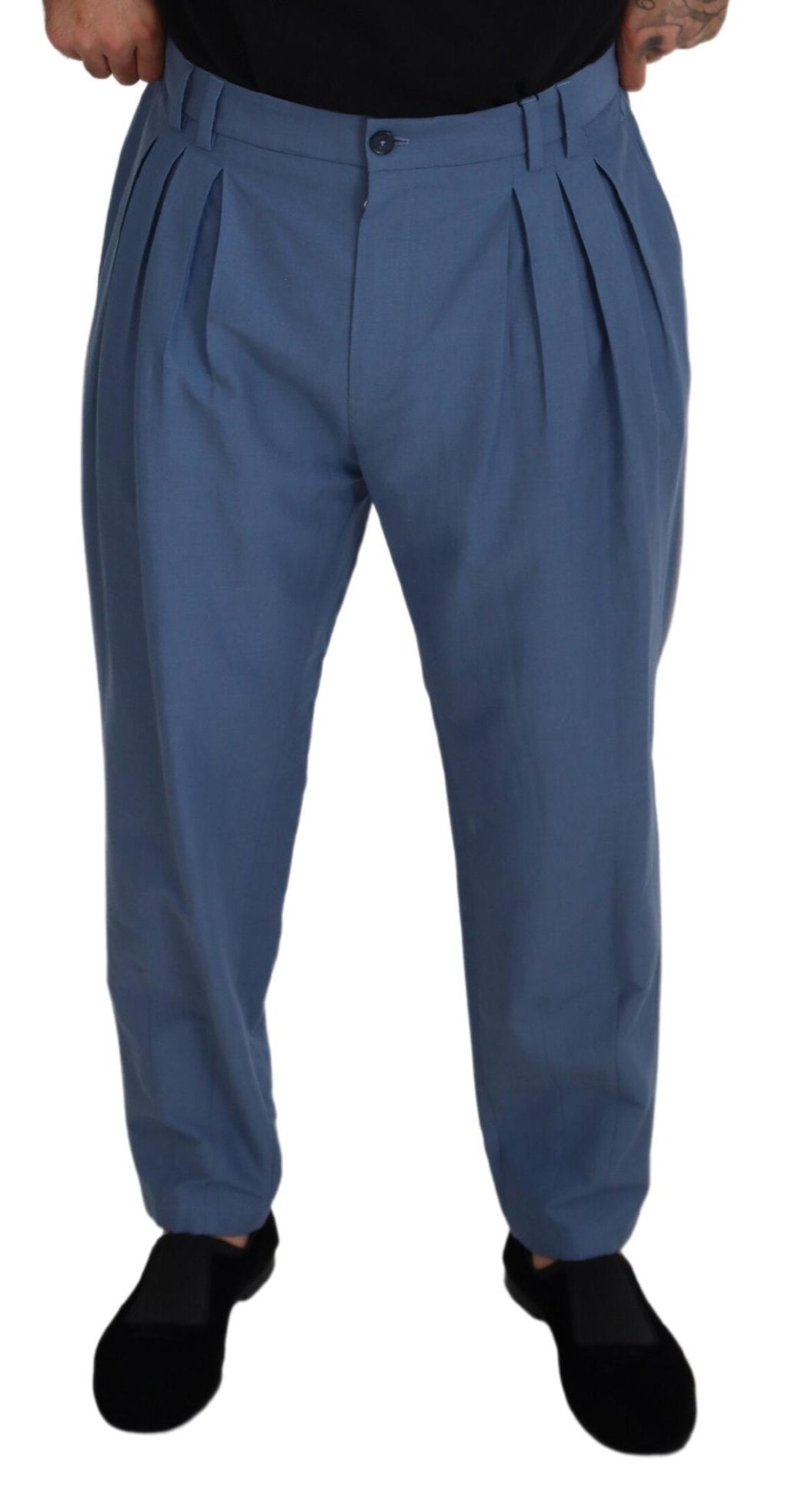 Dolce & Gabbana Blue Linen Chino Formal Pants - Zeiniez