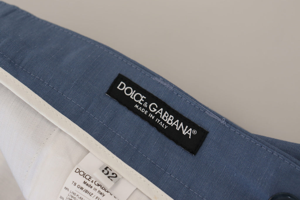 Dolce & Gabbana Blue Linen Chino Formal Pants - Zeiniez