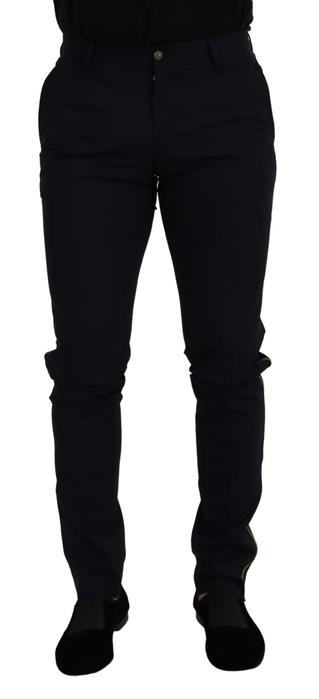 Dolce & Gabbana Black Wool Slim Formal Pants - Zeiniez