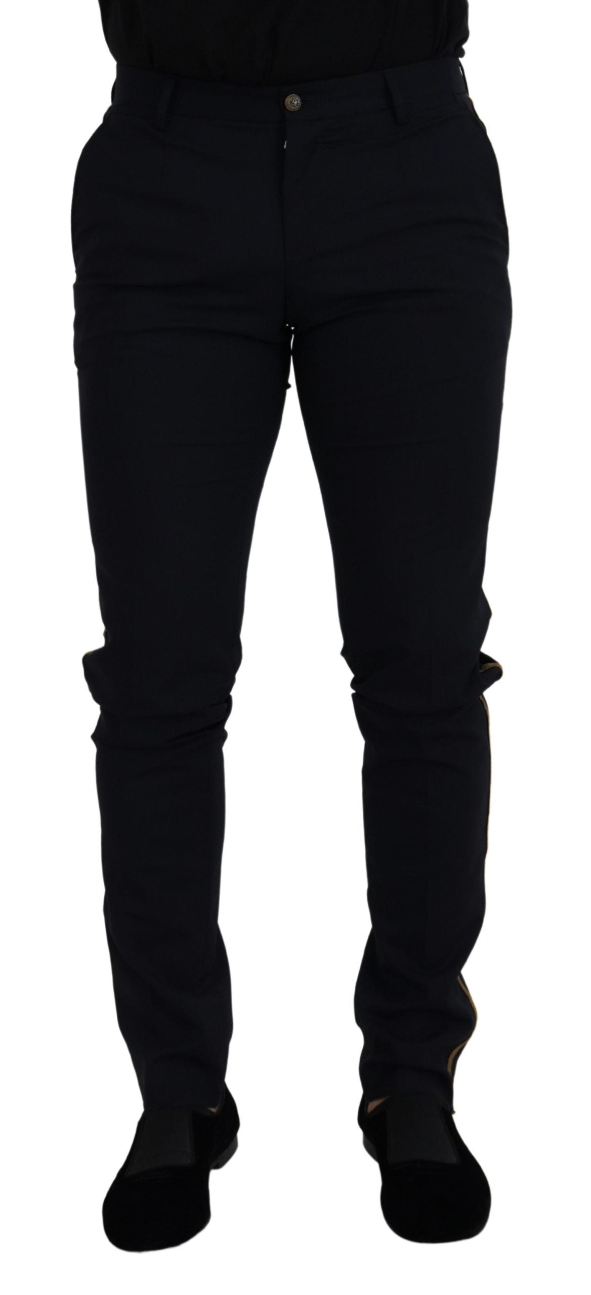 Dolce & Gabbana Black Wool Slim Formal Pants - Zeiniez