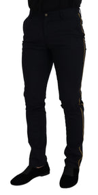 Dolce & Gabbana Black Wool Slim Formal Pants - Zeiniez