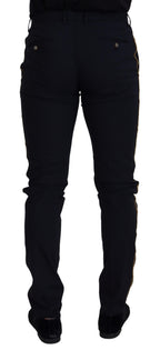 Dolce & Gabbana Black Wool Slim Formal Pants - Zeiniez