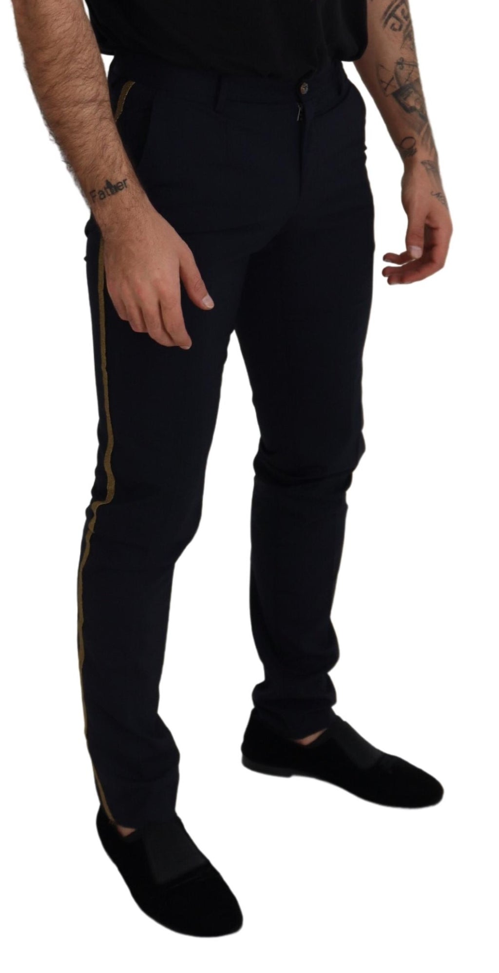 Dolce & Gabbana Black Wool Slim Formal Pants - Zeiniez