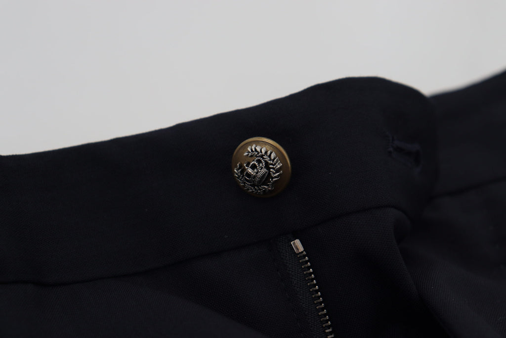 Dolce & Gabbana Black Wool Slim Formal Pants - Zeiniez