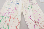 Dolce & Gabbana White Cotton Color Splash Print Denim Pants - Zeiniez
