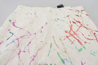 Dolce & Gabbana White Cotton Color Splash Print Denim Pants - Zeiniez