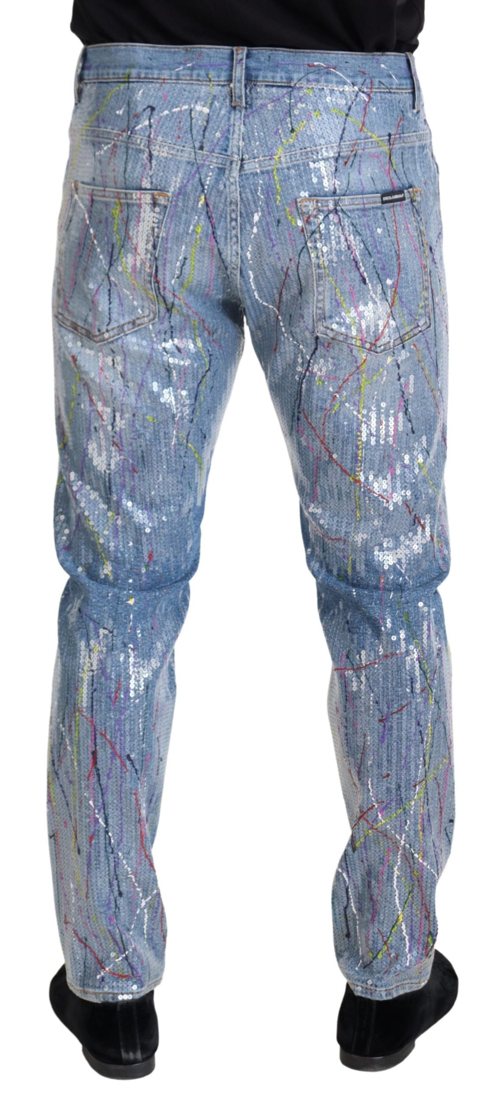 Dolce & Gabbana Blue Cotton Color Splash Print Denim Jeans - Zeiniez