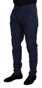 Dolce & Gabbana Blue Cotton Chino Formal Pants - Zeiniez