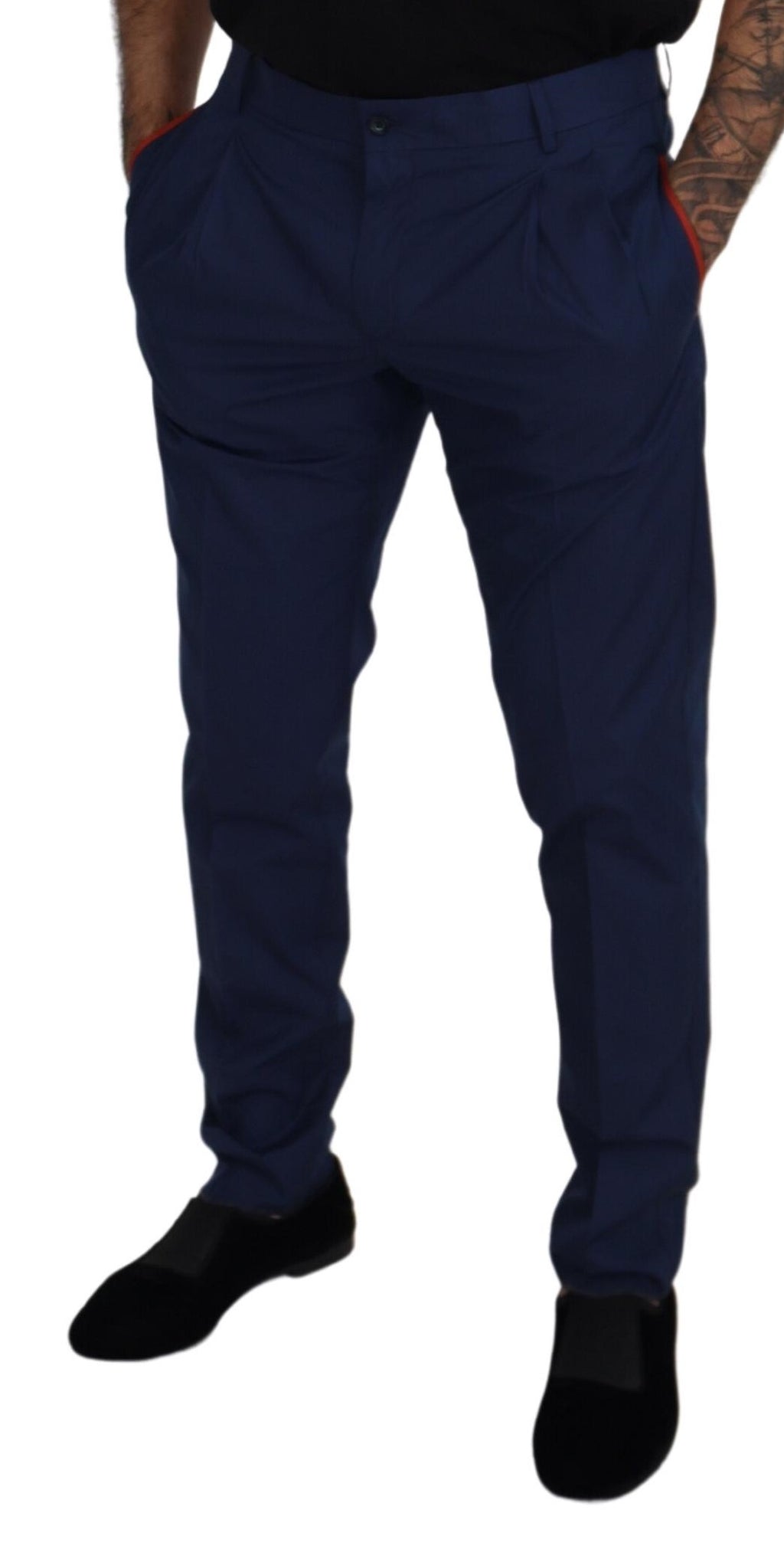 Dolce & Gabbana Blue Cotton Chino Formal Pants - Zeiniez