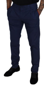 Dolce & Gabbana Blue Cotton Chino Formal Pants - Zeiniez