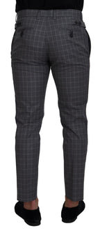 Dolce & Gabbana Grey Cotton Checkered Chino Pants - Zeiniez