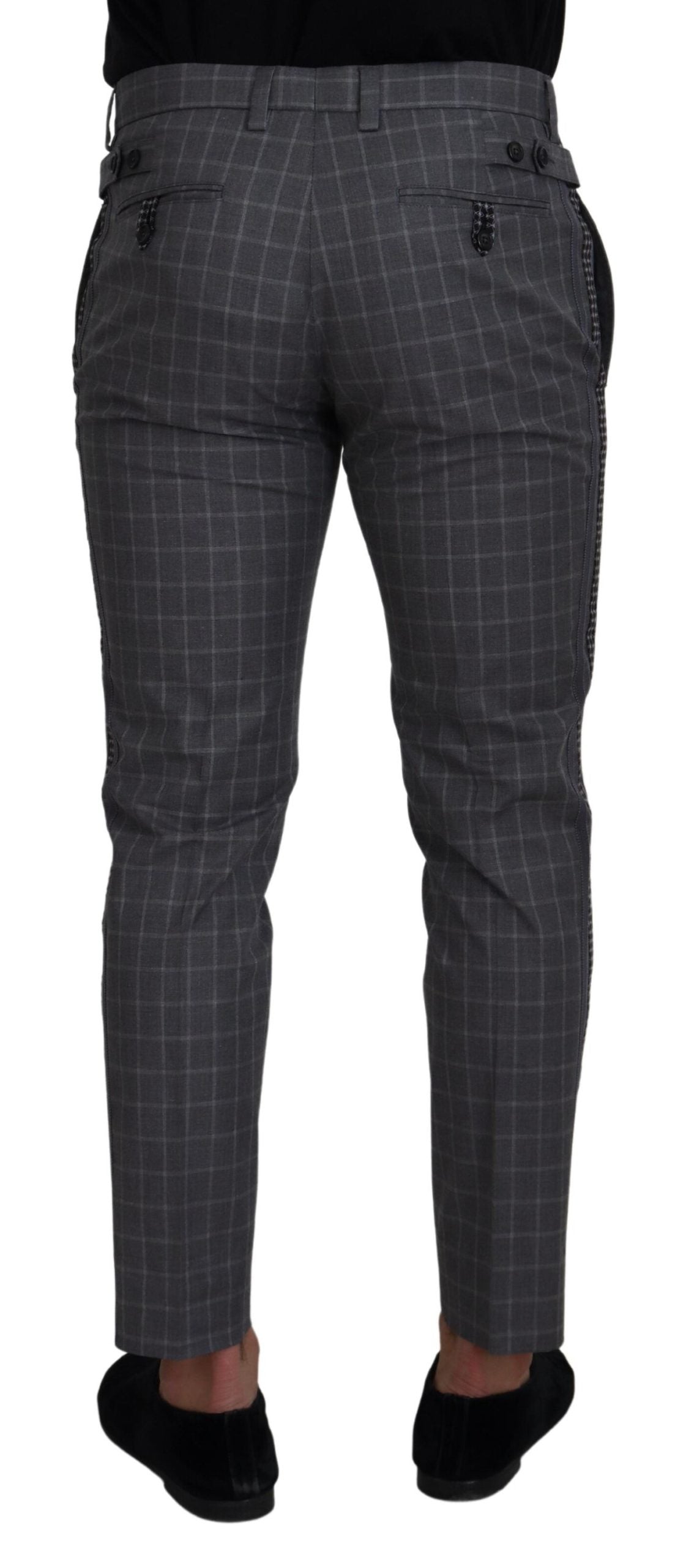Dolce & Gabbana Grey Cotton Checkered Chino Pants - Zeiniez