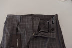 Dolce & Gabbana Grey Cotton Checkered Chino Pants - Zeiniez
