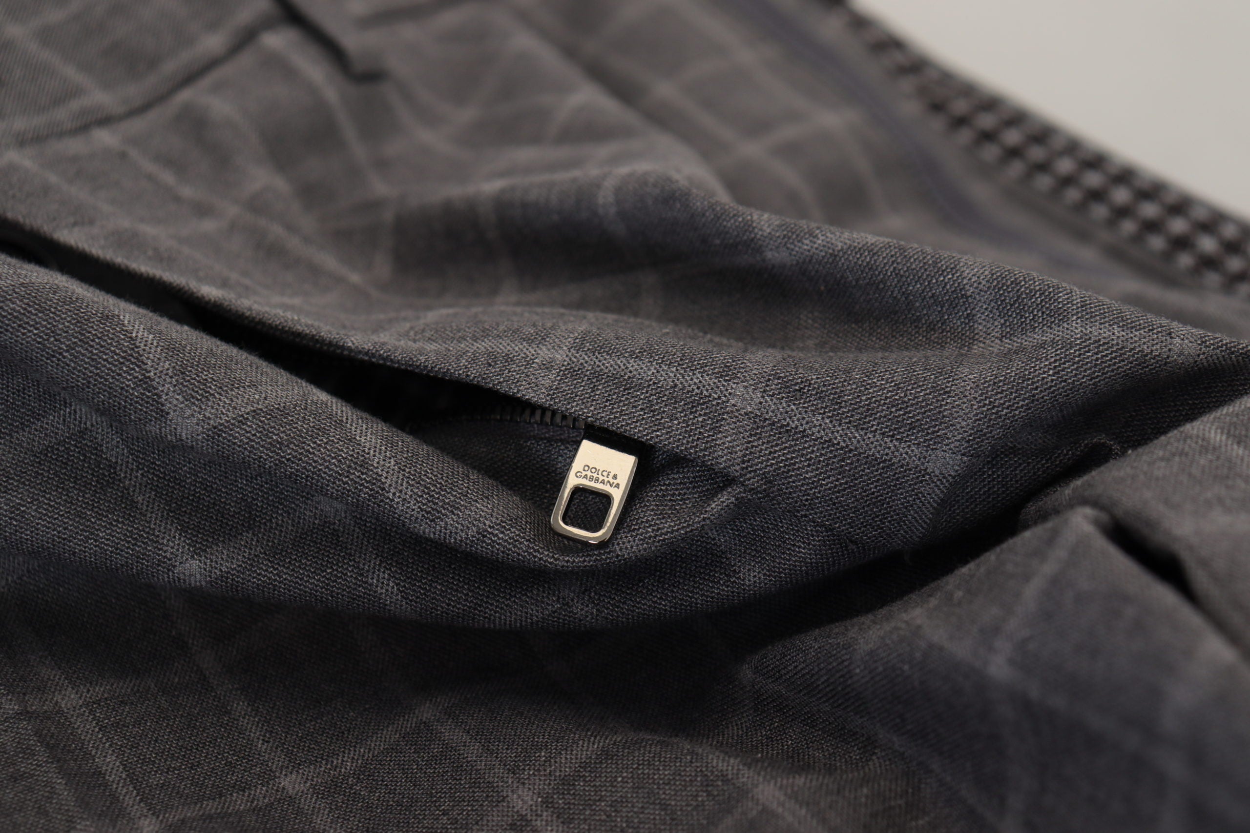 Dolce & Gabbana Grey Cotton Checkered Chino Pants - Zeiniez