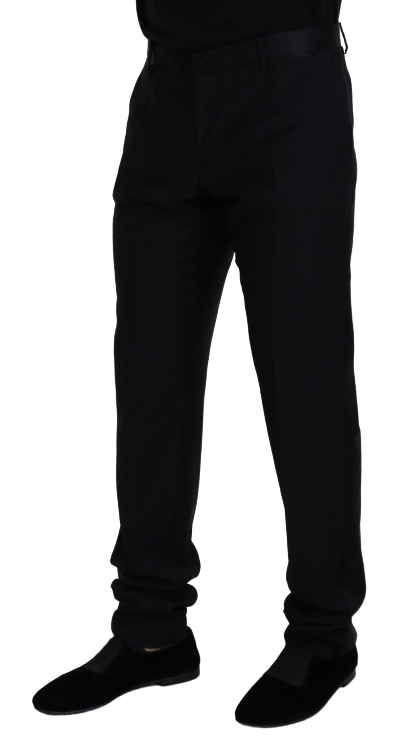 Dolce & Gabbana Black Wool Chino Formal Pants - Zeiniez